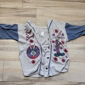Vintage Warner Bros. Bugs Bunny Kids Shirt - Gray and Blue